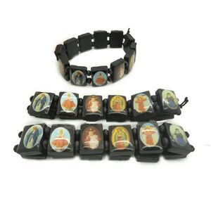 Saints Black Wooden Elasticated Unisex Bracelet